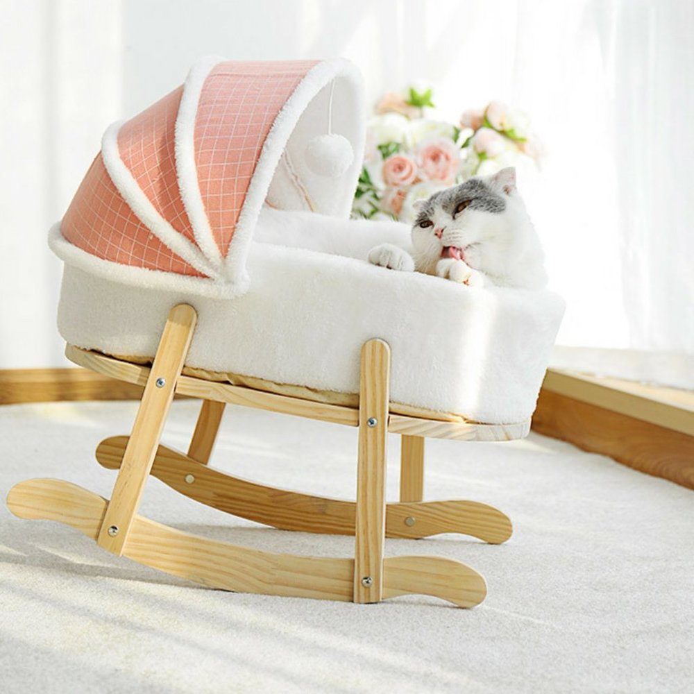 Pink Sweet Cat Bed With Toy Ball Lovely Cat Rockin